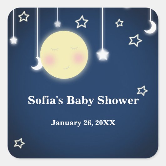 Stickers Céleste Baby shower Party Moon Stars (Devant)