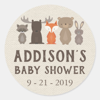 Stickers Cercle Baby shower à thème pour animaux d