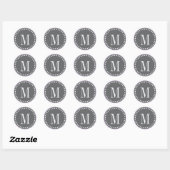 Stickers Cercle Monogramme gris foncé (Feuille)