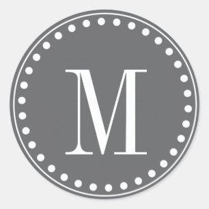 Stickers Cercle Monogramme gris foncé