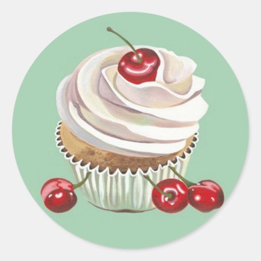 stickers cerise vanille cupcake (Devant)