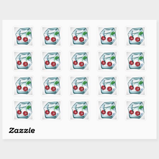 Stickers Cerises de Cube de glace (Feuille)