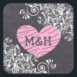 Stickers Chalkboard Black & Pink Heart Wedt Weddin<br><div class="desc">Chalkboard Black & Pink I Do Heart Wedding Stickers monogrammed marié et initiales du marié.</div>