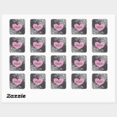 Stickers Chalkboard Black & Pink Heart Wedt Weddin (Feuille)