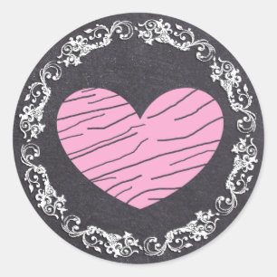 Stickers Chalkboard Black & Pink Heart Wedt Weddin