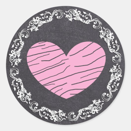 Stickers Chalkboard Black & Pink Heart Wedt Weddin (Devant)