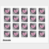 Stickers Chalkboard Black & Pink Heart Wedt Weddin (Feuille)