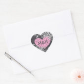 Stickers Chalkboard Black & Pink Heart Wedt Weddin (Enveloppe)