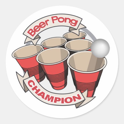 Stickers Champion de la bière Pong (Devant)
