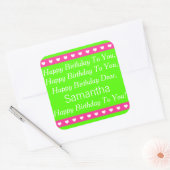 Stickers Chanson d'anniversaire rose et vert (Enveloppe)