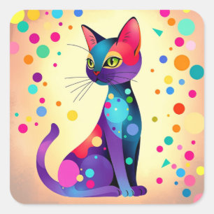 Stickers Chat coloré Abstraits