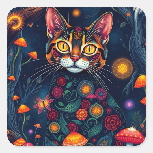 Stickers Chat coloré Imaginaire (Devant)