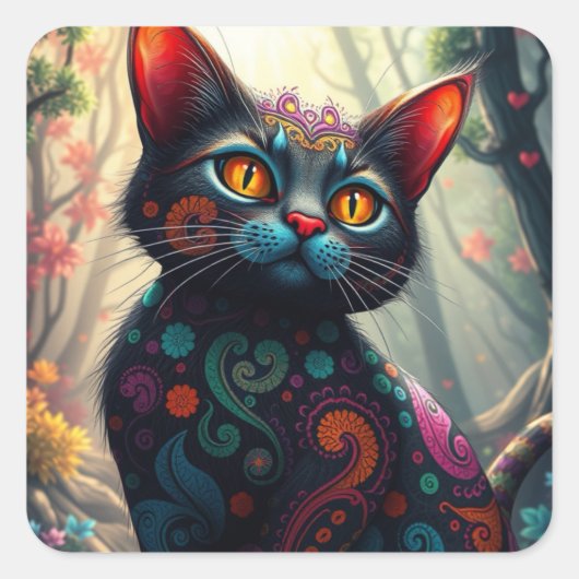 Stickers Chat coloré Imaginaire (Devant)