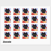 Stickers Chat Cute Black Rose Fleurs Créationarts (Feuille)