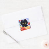 Stickers Chat Cute Black Rose Fleurs Créationarts (Enveloppe)