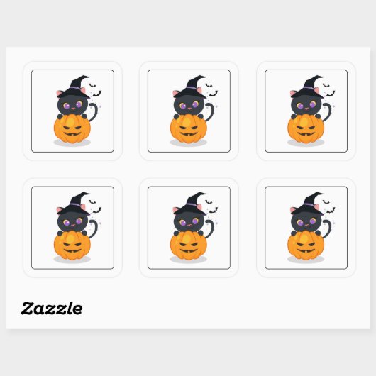 Stickers Chat Halloween (Feuille)