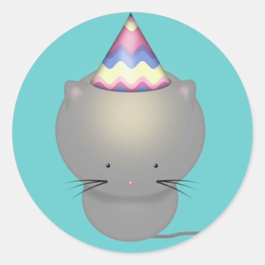Stickers chaton d'anniversaire mignon (Devant)