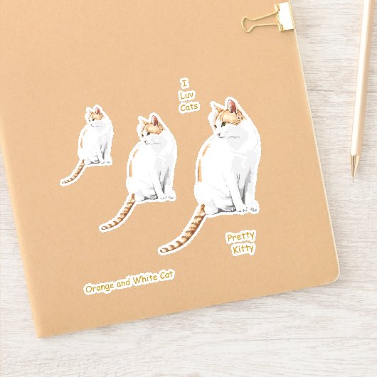 Stickers chats blancs et orange (Carnet)