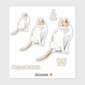 Stickers chats blancs et orange (Feuille)