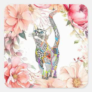 Stickers chats mignons et colorés