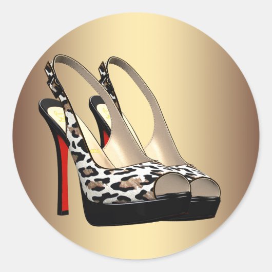 Stickers Chaussure Leopard Noir Haut talon (Devant)
