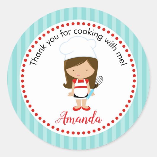 Stickers Chef (Turquoise Turquoise Red Girl Whisk) (Devant)
