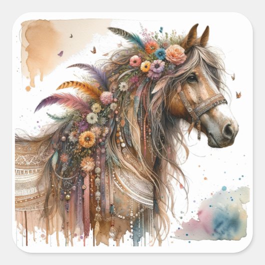 Stickers Cheval Aquarelle (Devant)