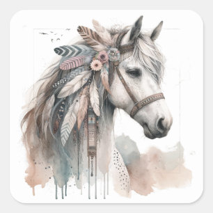 Stickers Cheval Aquarelle