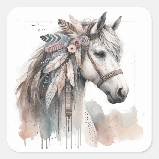 Stickers Cheval Aquarelle (Devant)