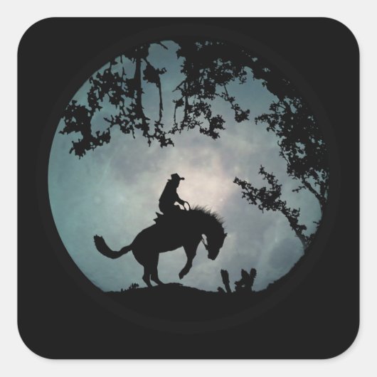 Stickers Cheval Brunc Rider Rodeo Cowboy (Devant)