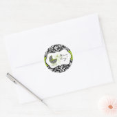 Stickers Chic Green Polka Dot Damask (Enveloppe)