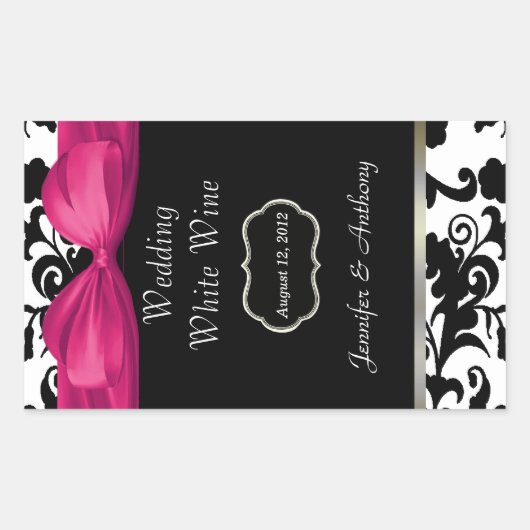 Stickers Chic Mariage damassé Wine Bottle (Devant)