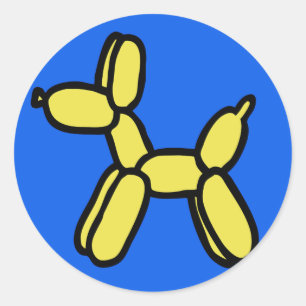 Stickers Chien à ballon en bleu et jaune