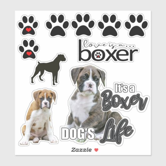 Stickers Chien Boxer Fun (Feuille)