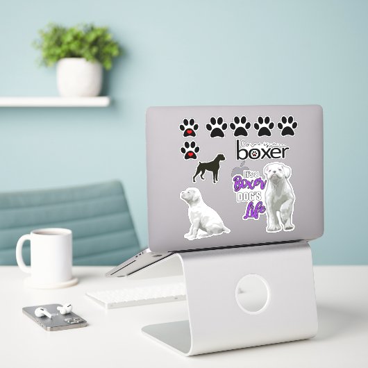 Stickers Chien Chien Chien Chien Blanc Amusant (Ordinateur portable sur le bureau)