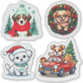 Stickers chien de Noël mignons, Stickers de vacanc (Devant)
