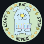 Stickers Chien Hanoukka "Léger, Manger, Épingler,<br><div class="desc">Hanoukka/Chanukah Dog Vacances autocollants, "Lumière, Mange, Spin, Répéter" Quoi que je l'épelle, Chanukah est l'un de mes jours fériés préférés. Amusez-vous à utiliser ces autocollants comme toppers de gâteau, étiquettes cadeaux, fermeture de sacs de faveur, ou tout ce qui touche vos festivités! Merci de vous être arrêté et de faire...</div>