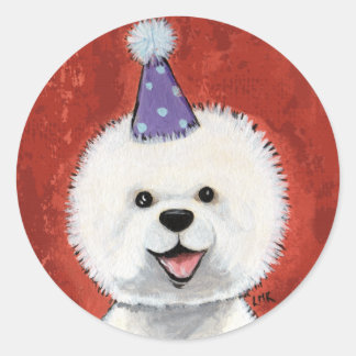 Stickers Chien Party Cute Bichon Frise