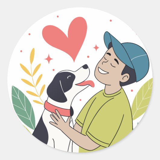Stickers chien serrant le coeur (Devant)