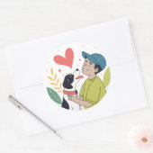 Stickers chien serrant le coeur (Enveloppe)