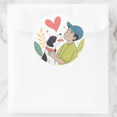 Stickers chien serrant le coeur (Sac)