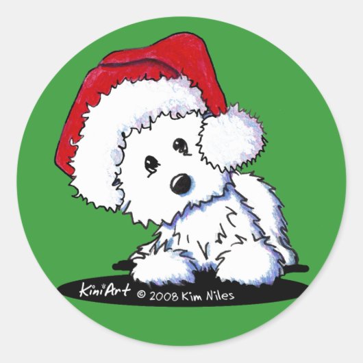 Stickers Chien Westie KiniArt Père Noël (Devant)