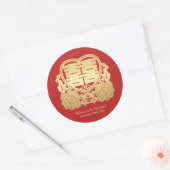 Stickers chinois double bonheur rouge et or (Enveloppe)