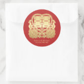 Stickers chinois double bonheur rouge et or (Sac)