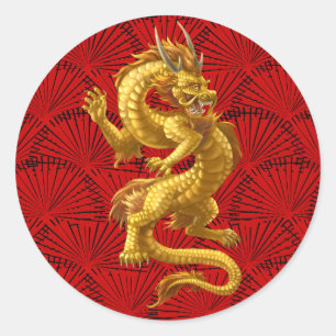 Stickers chinois Lucky Gold Dragon