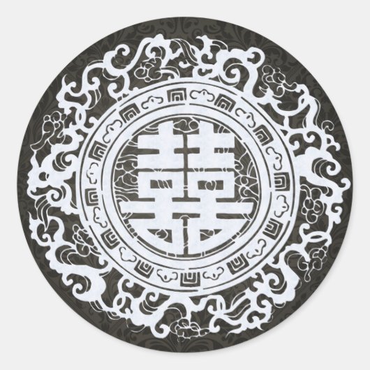 Stickers chinois noir et blanc double bonheur (Devant)