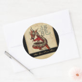 Stickers Chinois Rouge Dragon Round Plaque (Enveloppe)