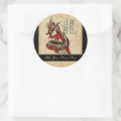 Stickers Chinois Rouge Dragon Round Plaque (Sac)