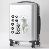 Stickers Chiot et Chien Paw Boxe Blanc (Sur valise)