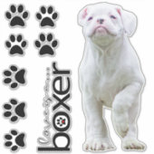 Stickers Chiot et Chien Paw Boxe Blanc (Devant)
